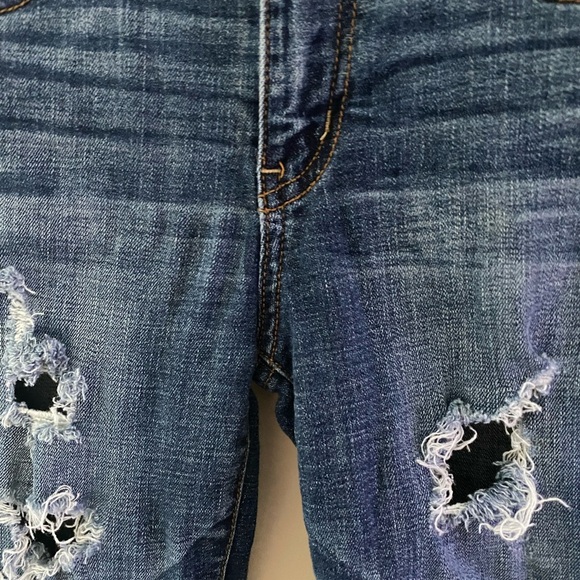 American Eagle Outfitters Dark Wash Distressed Hi-Rise Jegging Jeans Size 00 - Picture 5 of 6